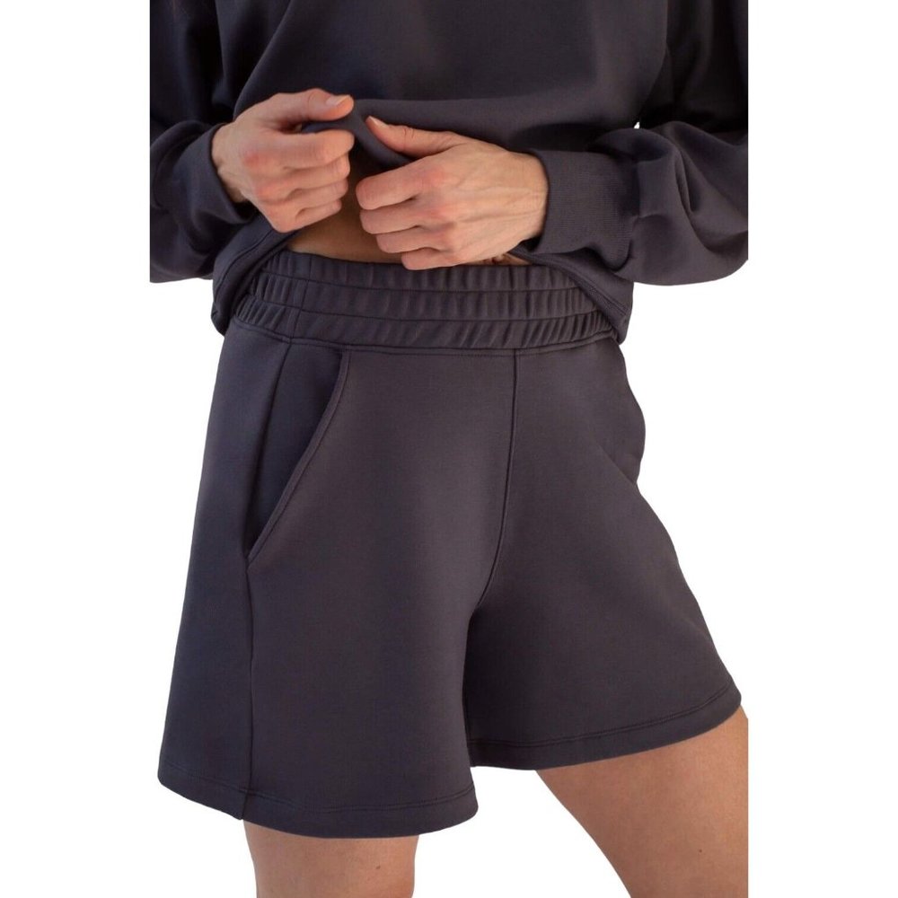 AYR High-Waist Lounge Shorts in Charcoal